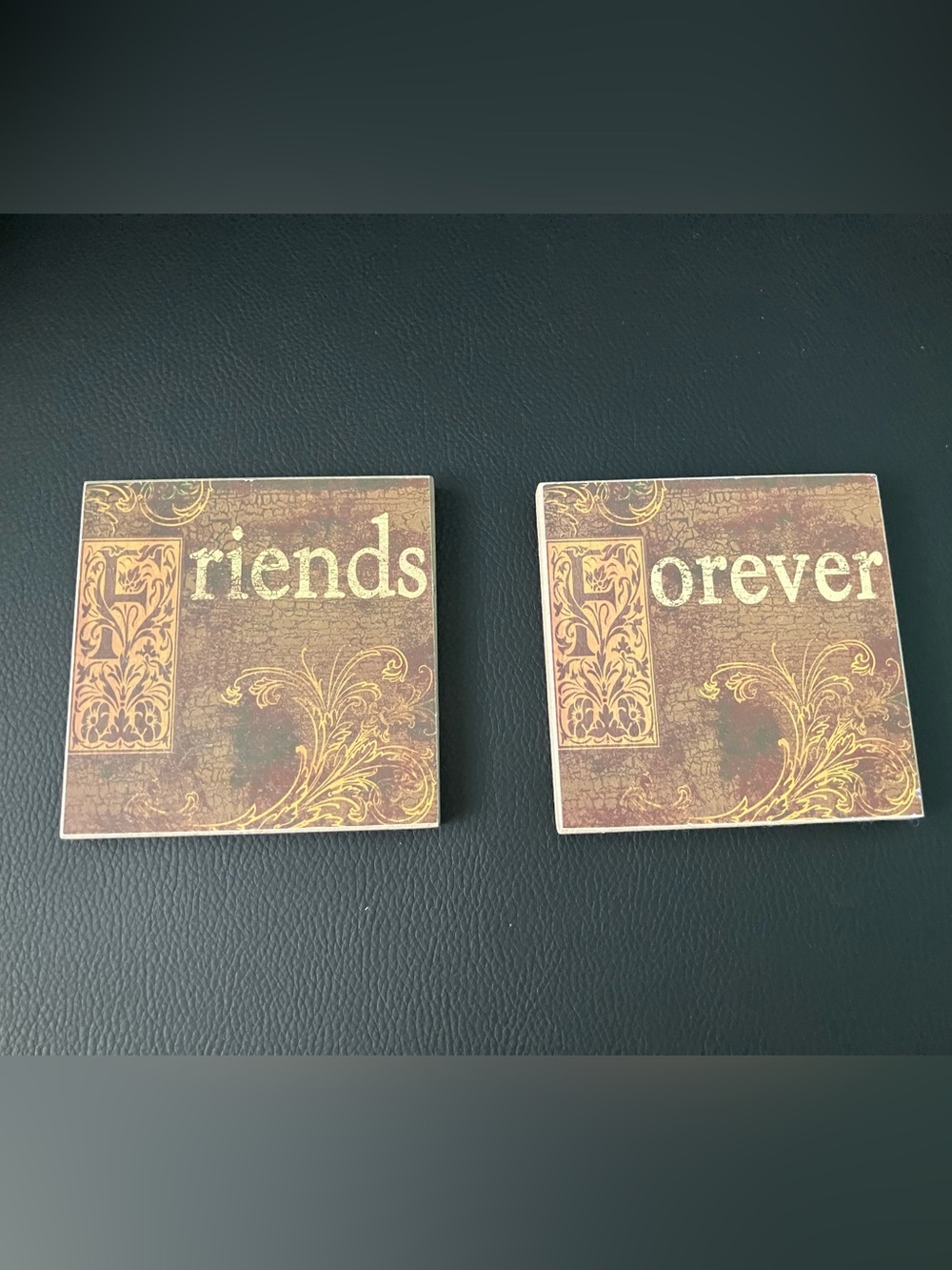 Friends Forever Decorative Coasters - Brown Set of 2